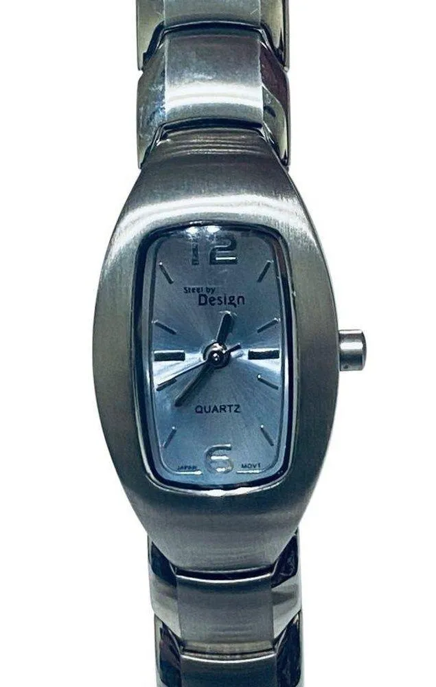 Steel by Design QVC Silver Tone Rectangle Quartz Watch Minimalist Classic