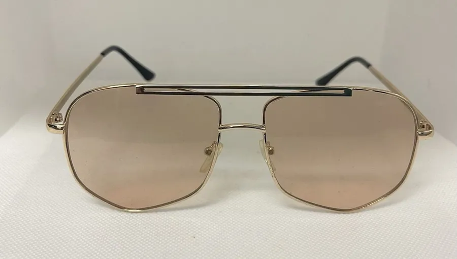 Sunglasses Gold Metal Designer Fashion Frame Champagne Tone Gradient D17