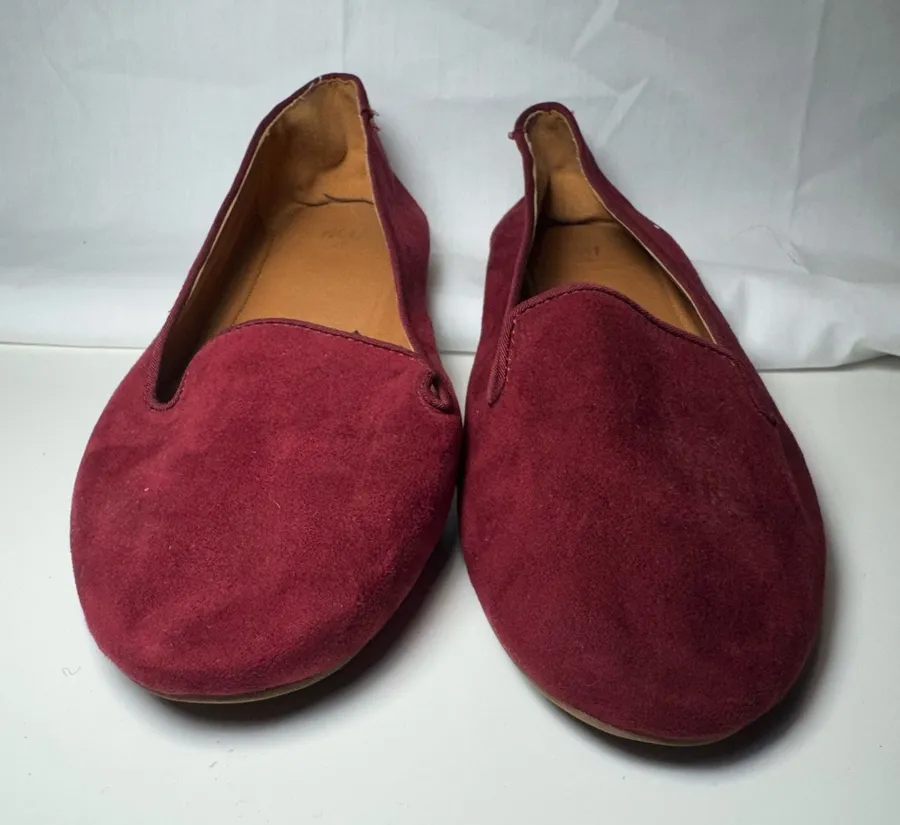 Womens Unisex H&M Size 7 EU 38 Maroon Ballet Flats Round Toe Everyday Casual