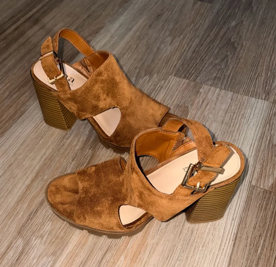 a.n.a brown cutout strappy slingback sandal heels