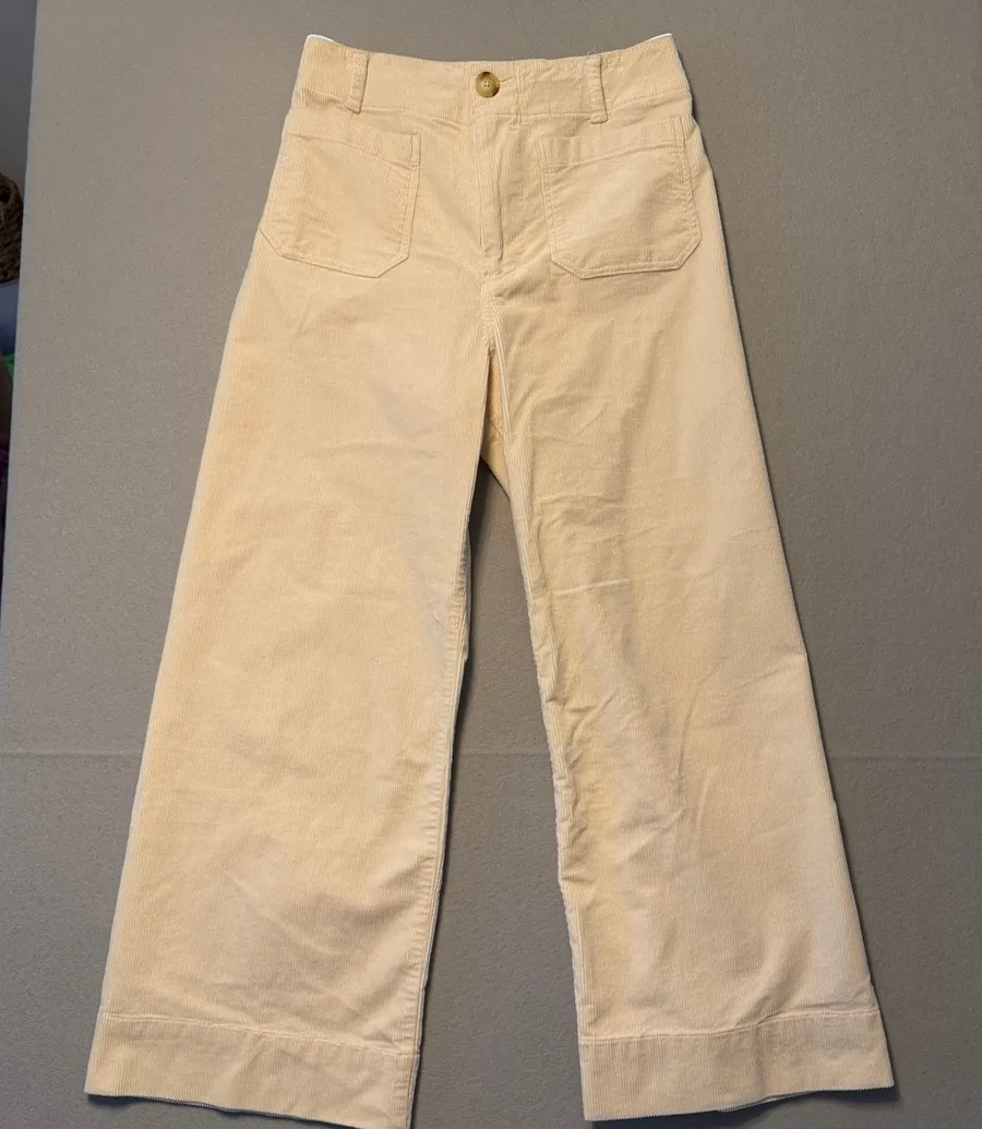 Maeve Colette Wide Leg Corduroy Pants Cream Womens Size 28