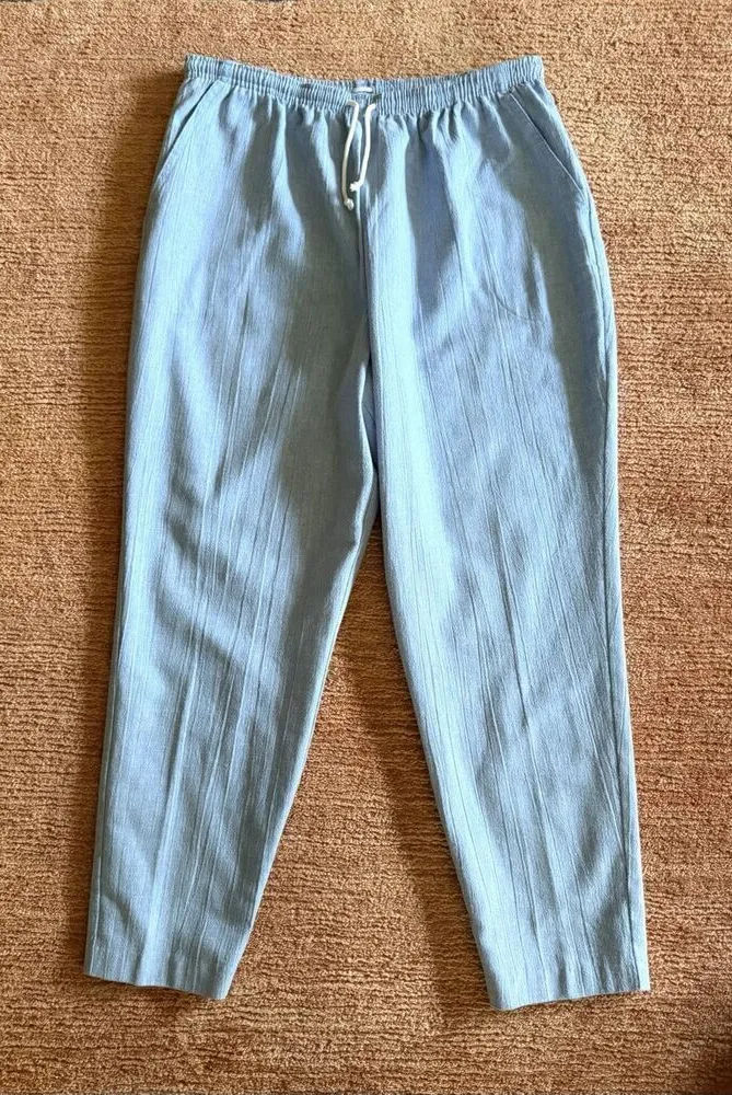 Blair chambray pull on pants light blue drawstring elastic waist pockets 16PT