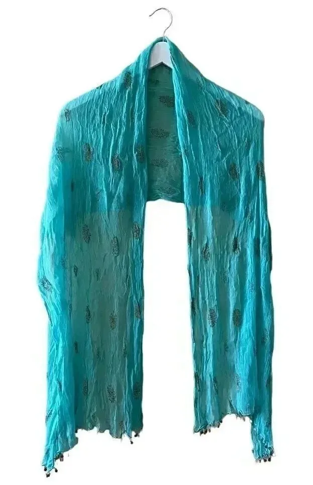 Mint/ Gold Muslim Islamic Boho Festival Scarf Shawl Wrap Oversized One Size Green