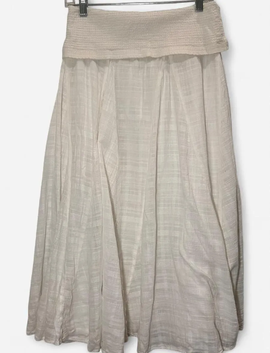 Free People Vintage White Midi/Maxi Skirt | Convertible Cotton boho whimsy small