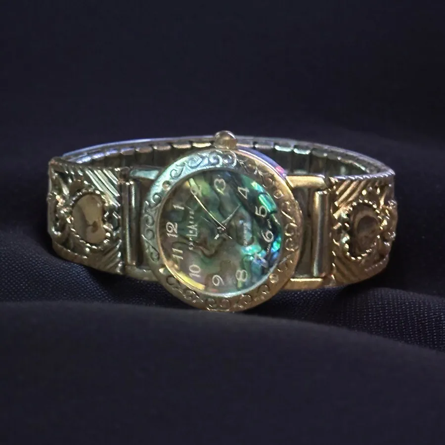 Vintage LA Express abalone shell watch Silver