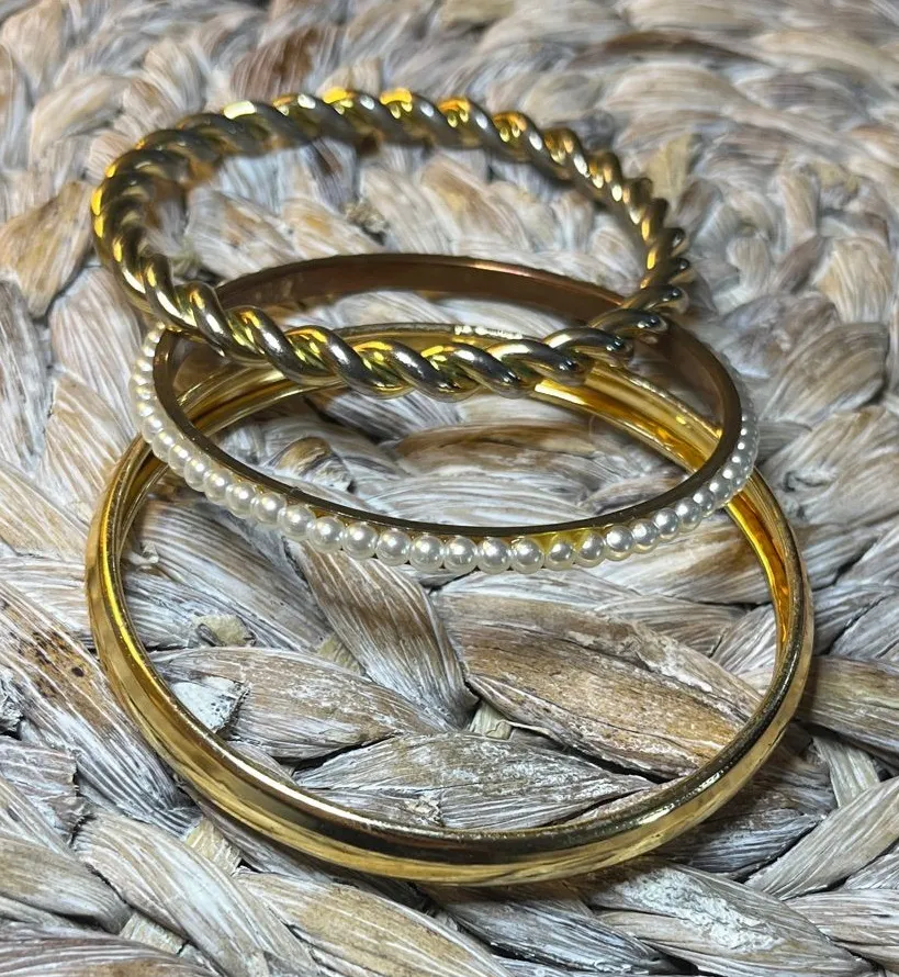 Gold Tone Trio Bangle Set Gold