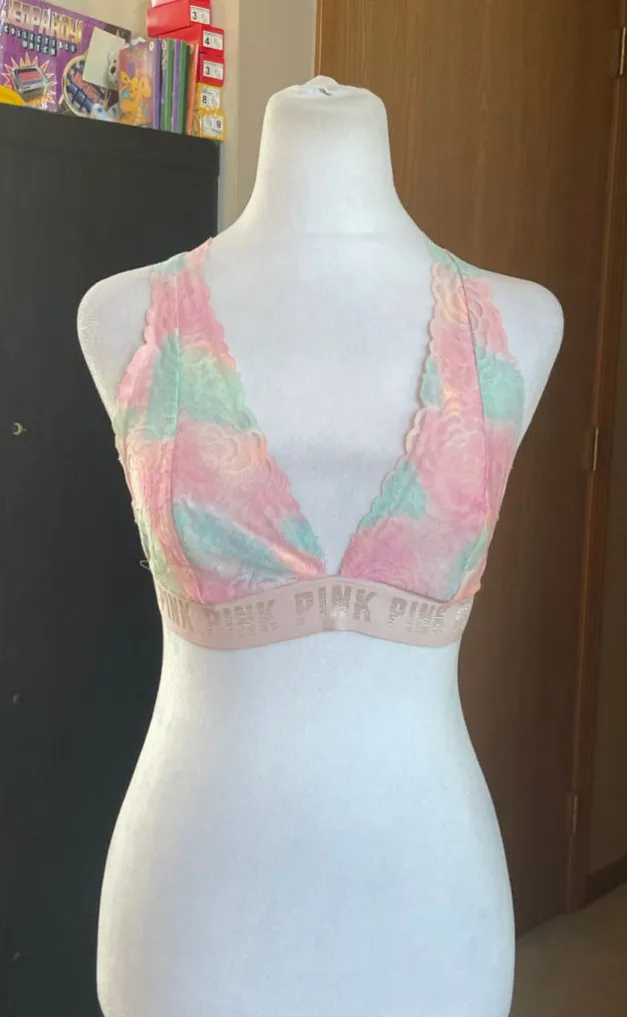 Women's PINK Victoria's Secret Bralette L Pink Green