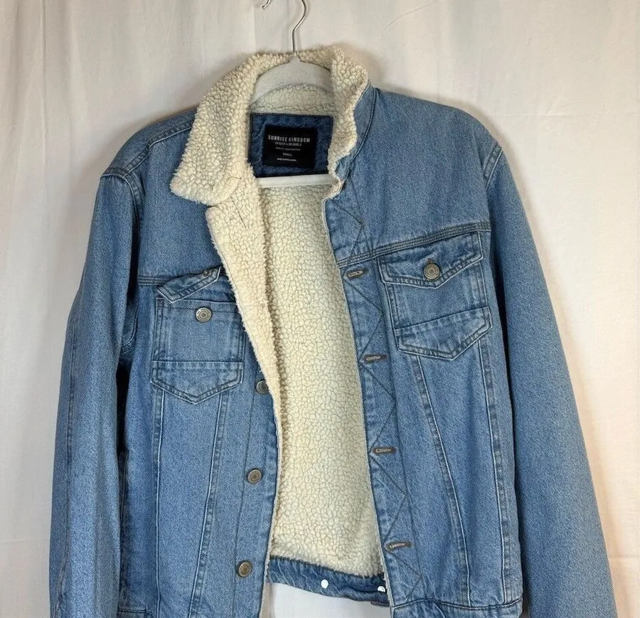 Sunrise Kingdom Jacket Womens Size S Blue Sherpa Lined Denim Trucker