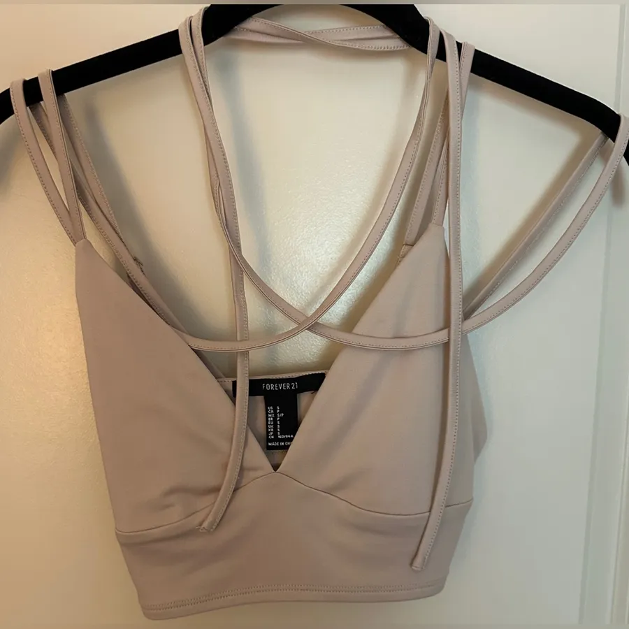Forever 21 Beige wrap going out strappy crop top tank Womens sz small