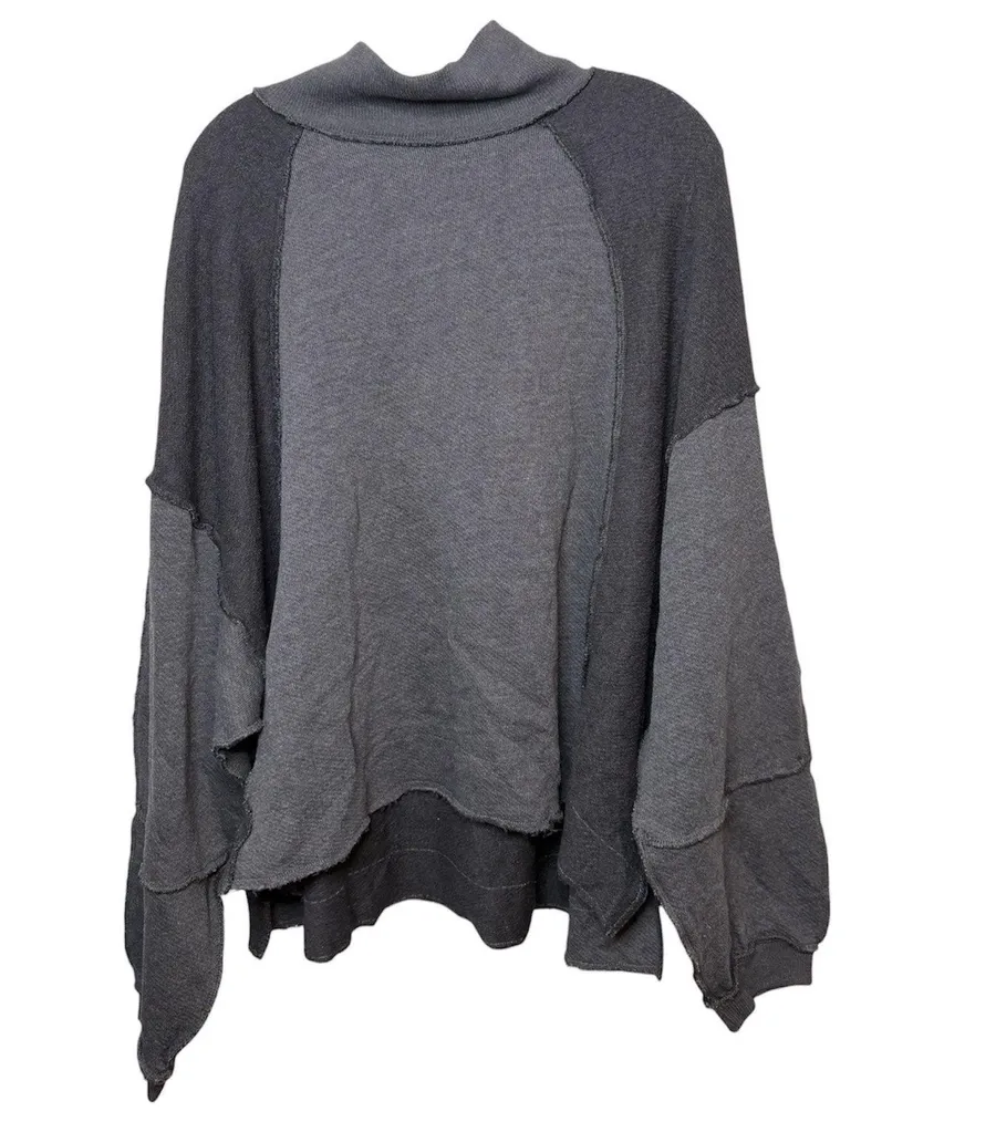 American Eagle Distressed Colorblock Raw Hem Oversized Sweatshirt Grunge Size XL