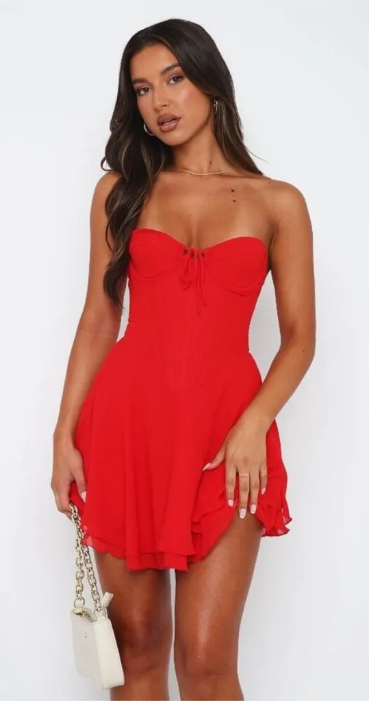 WHITE FOX Push The Feeling Mini Dress Red small nwt