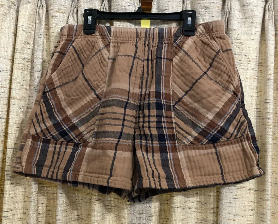 Aerie Checked Out Soft Gauze Sleep Shorts