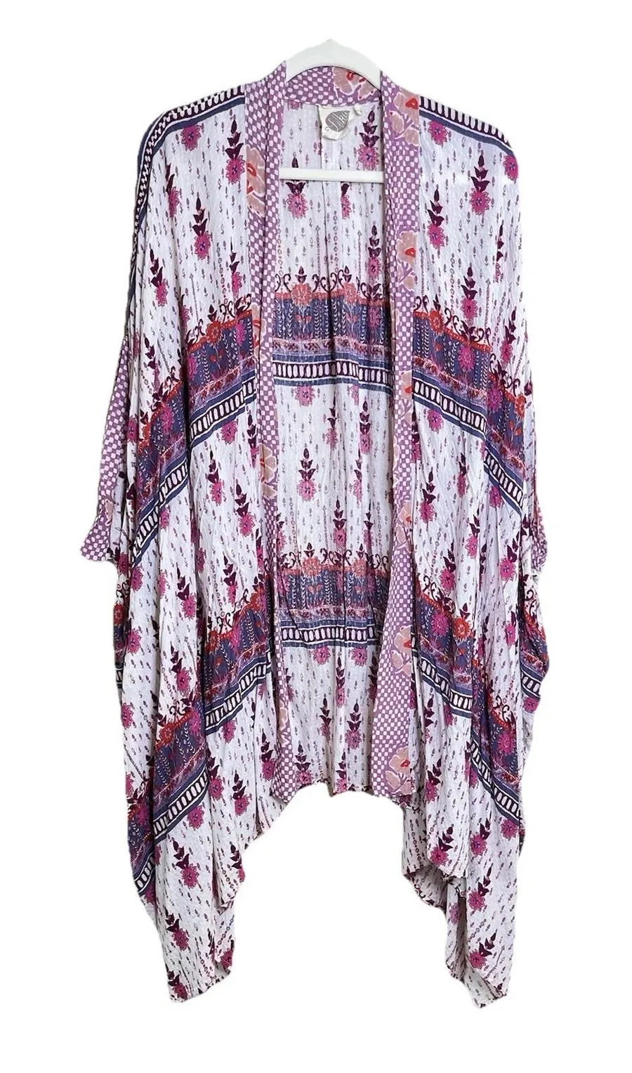 Women's Kimono Coverup One Size Anthropologie Floral Boho Lika Festival Beach Purple