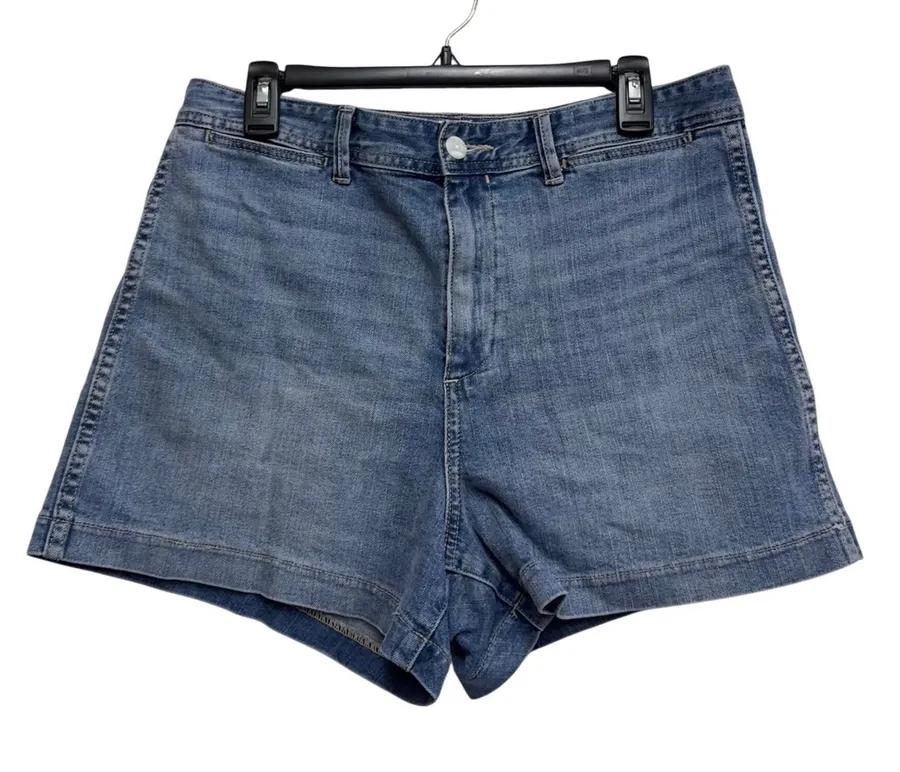 Gap High Rise Chino Denim Shorts Women's 12 Light Indigo Stretch