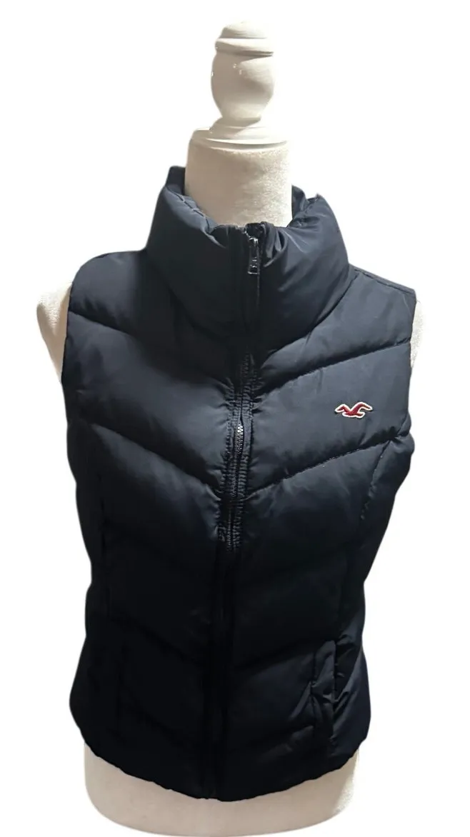 Hollister California Down-Fill Puffer Vest – Women's Medium – Navy/Dark Blue