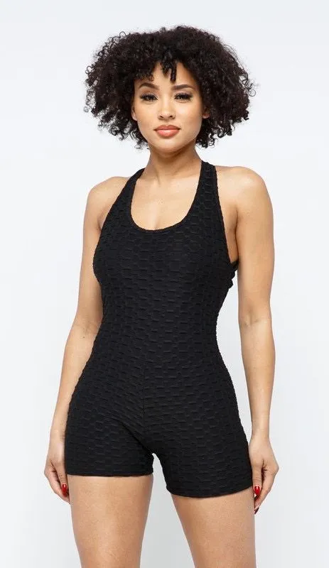Black Active Romper | Snatching Gym One Piece Size M