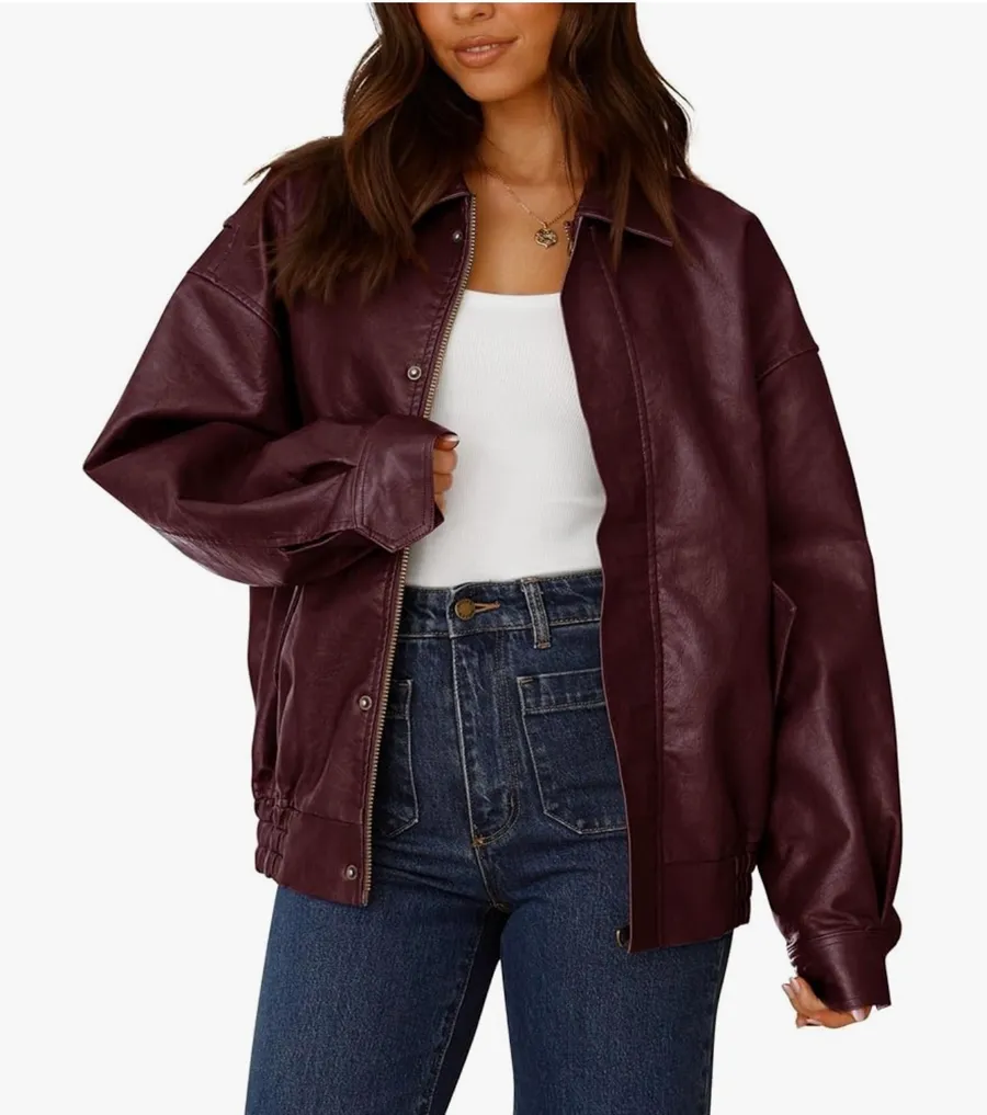 Leather Jacket Purple Size L