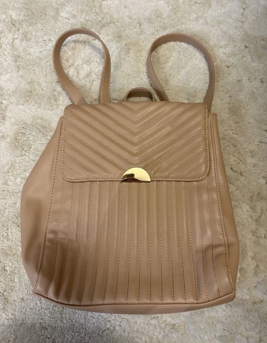 A New Day Quilted Women's Backpack Nude Blush Color Handbag Purse Satchel