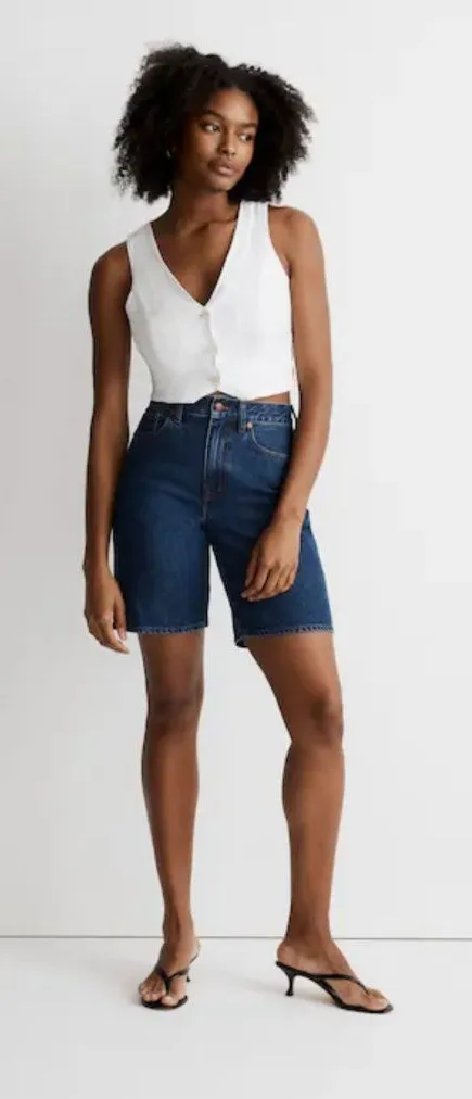 Madewell High-Rise Bermuda Denim Shorts 9" inseam Medium Wash Size 24