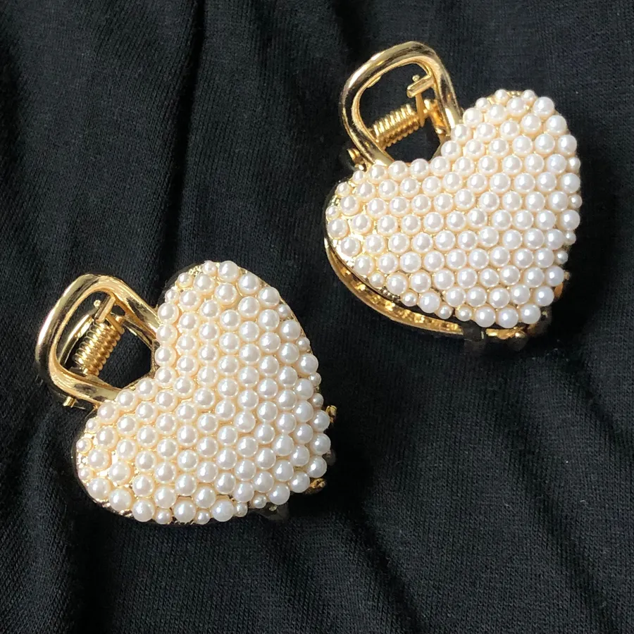 Set of two heart shaped hair Clip Gold