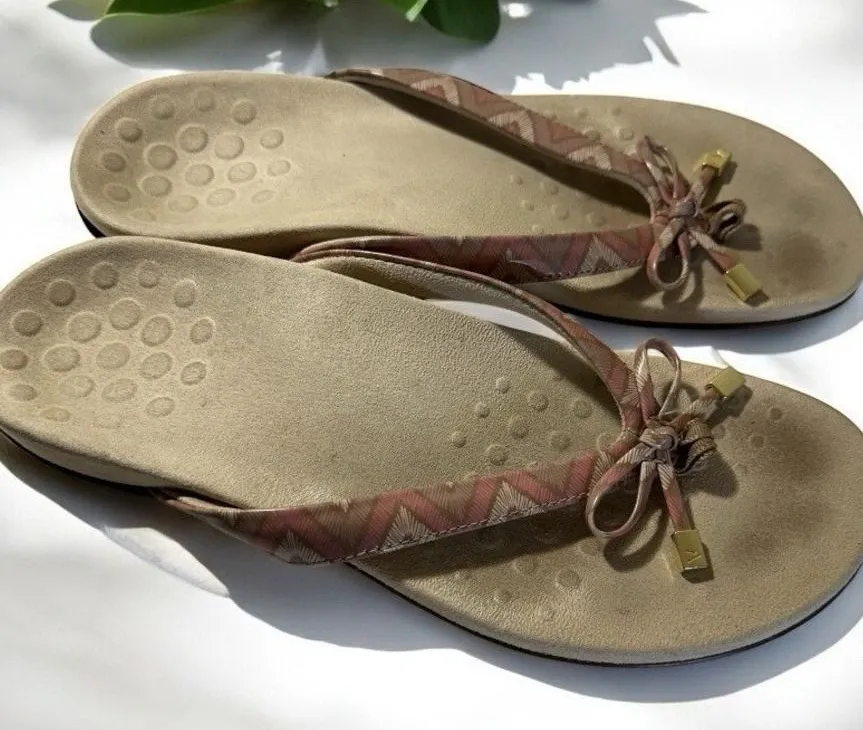Vionic Bella II Women's Size 9 Pink Geometric Slip On Slide Flip-Flop Sandals