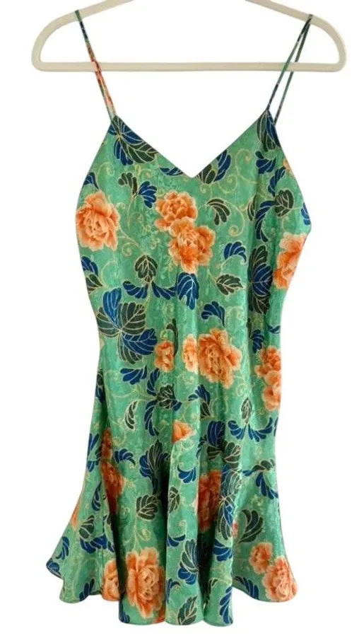 Rare Vintage 1990s Victoria's Secret Gold Label Floral Slip Nightie Dress medium