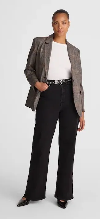 Madewell The Curvy Wide-Leg Jean in Black Frost Super Stretch Size 33 NWT