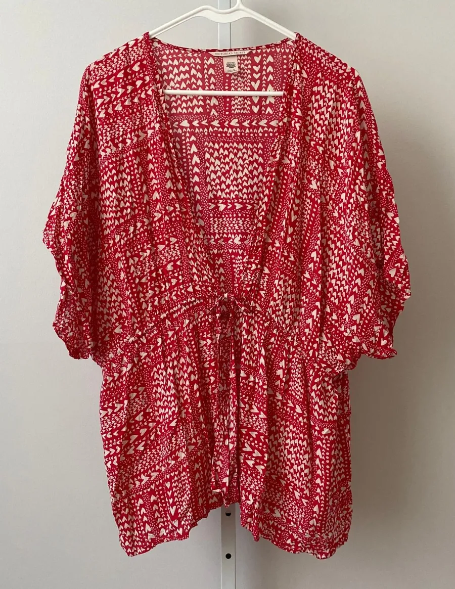 Victoria's Secret Viscose Boho Beachy Relaxed Kimono Robe Coverup OS Red