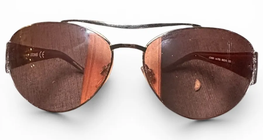Just Cavalli Sunglasses Womens One Size Brown Silver Aviator JC089S Vintage Y2K