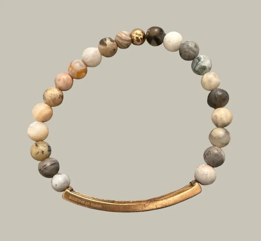 Inspire Me Bracelets Joshua 1:9 Be Strong and Courageous Beaded Stretch Bracelet Gold