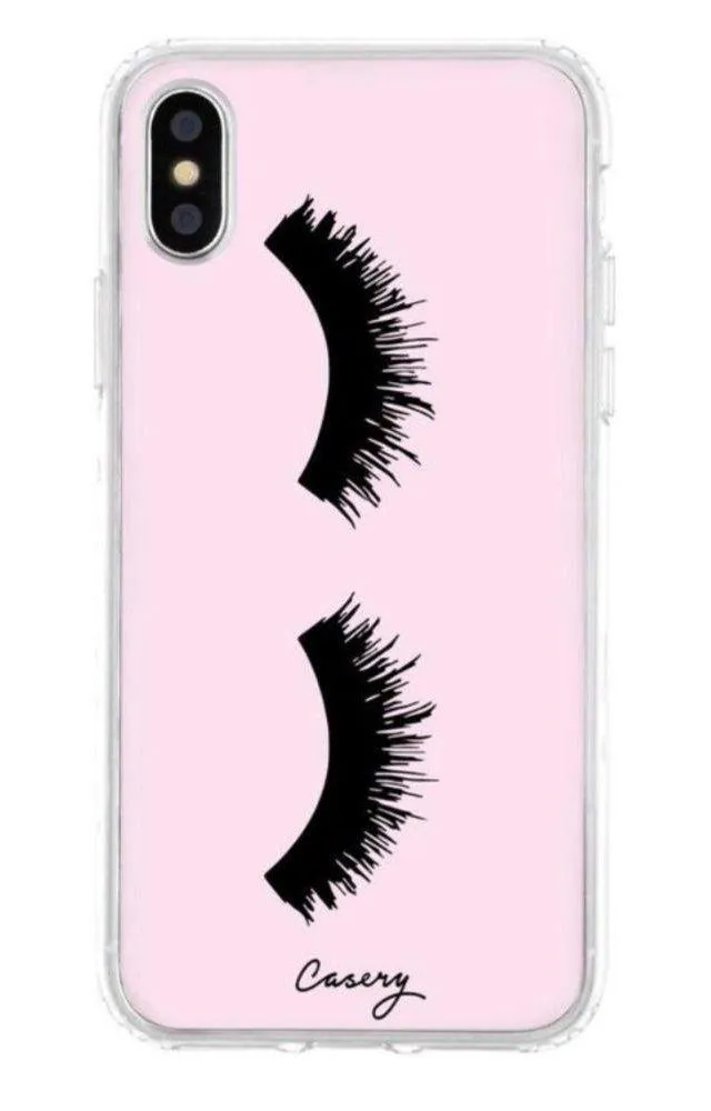Casery new in box iPhone X pink eyelash phone case Black
