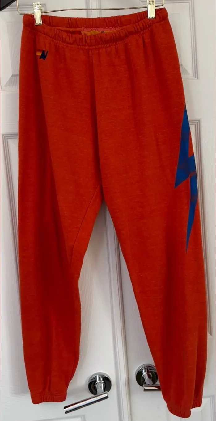 Aviator nation BOLT SWEATPANTS heather orange blue size medium