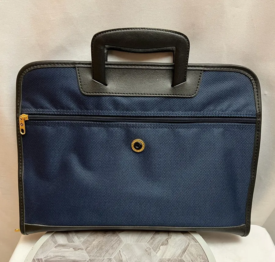 Vintage Samsonite Blue Portfolio Briefcase Document Organizer Travel Case 90s