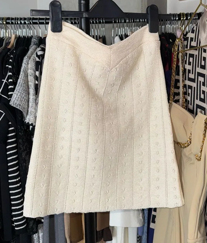 For Love & Lemons Cream Textured Swim Mini Skirt Womens Small EUC