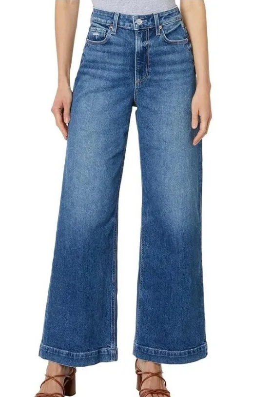 Paige Harper High Rise Wide Leg Jeans Size 30 Familia Wash