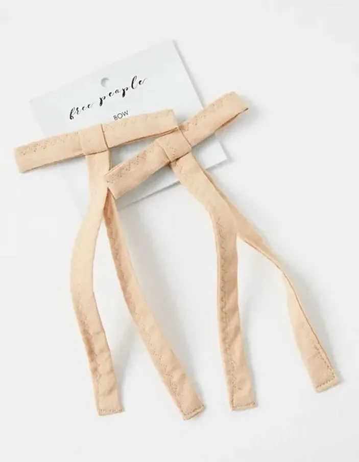Free People Dainty Ethereal Coquette Lovely Bow Hair Clips Ivory Blush NWT