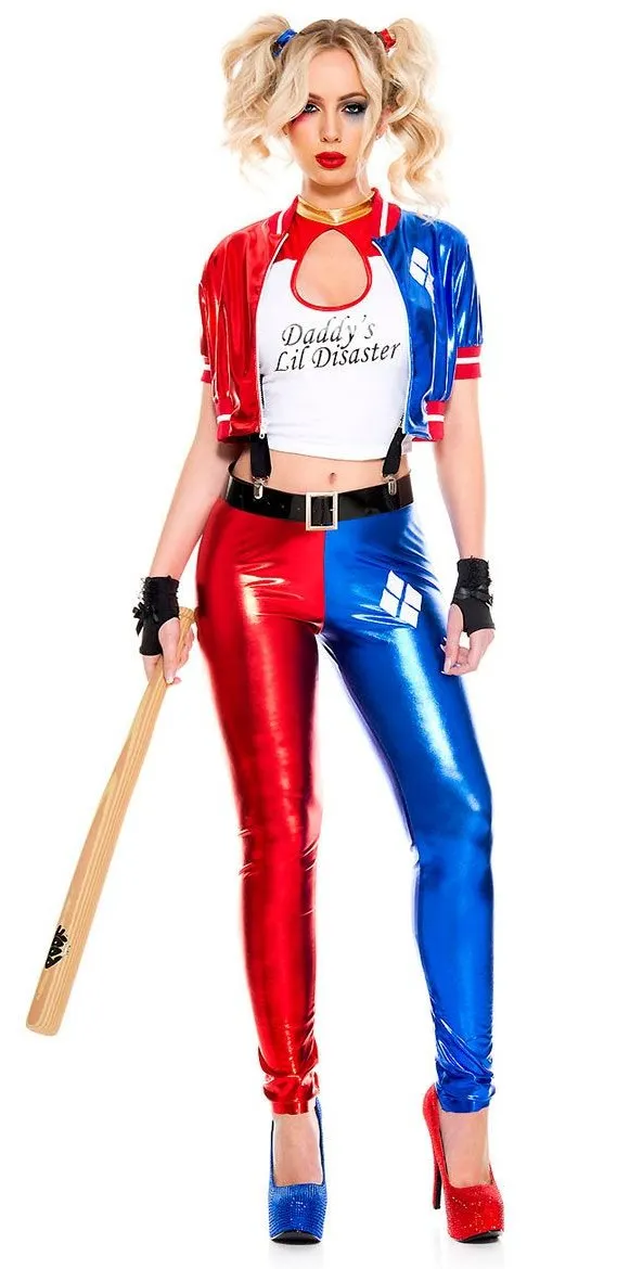 NEW Music Legs Harley Quinn Daddy's Lil Disaster Costume Size Medium Large Red