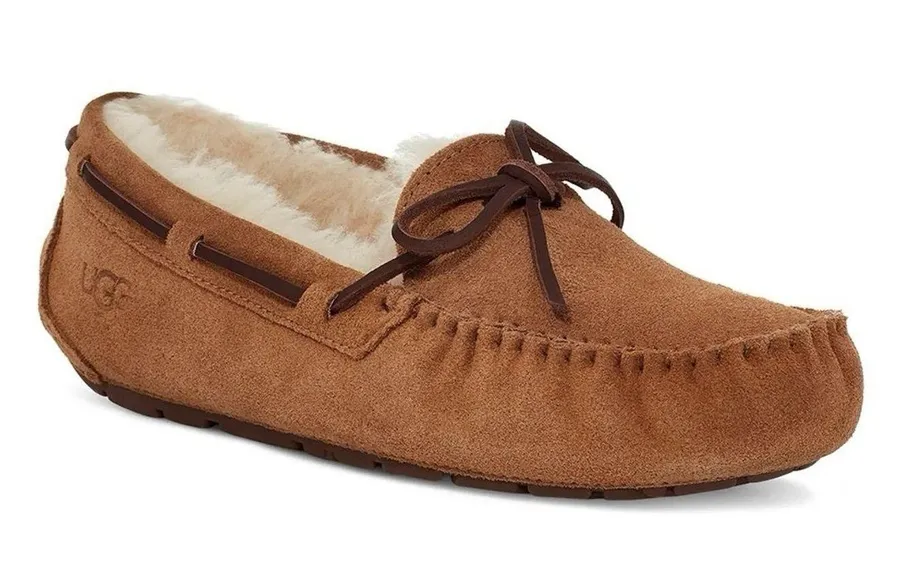 Ugg Sz 6 Dakota Slipper Leather Nubuck Beige Moccasin Slip On Shoes 5612 Women’s