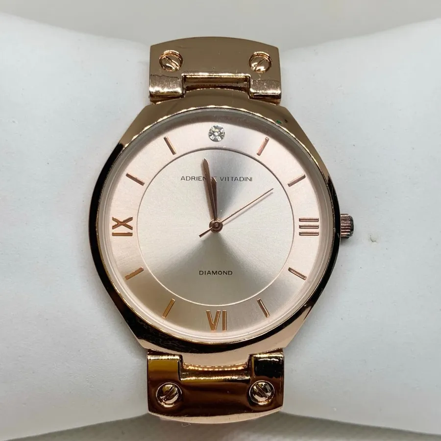 Adrienne Vittadini Diamond women’s watch gold tone 38mm quartz analog running