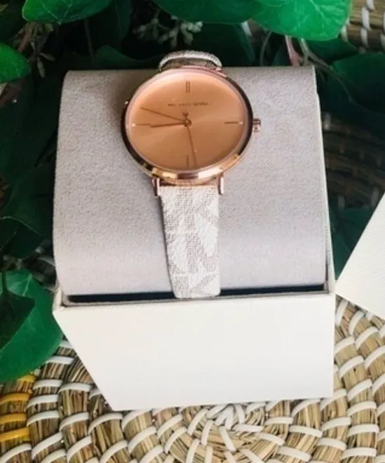 Michael Kors Gold Tone Logo Strap Watch 38mm NWT