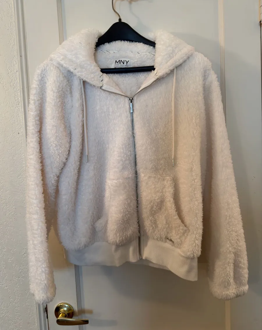 Hollister Plaid Sherpa Fleece Shirt Jacket Shacket White