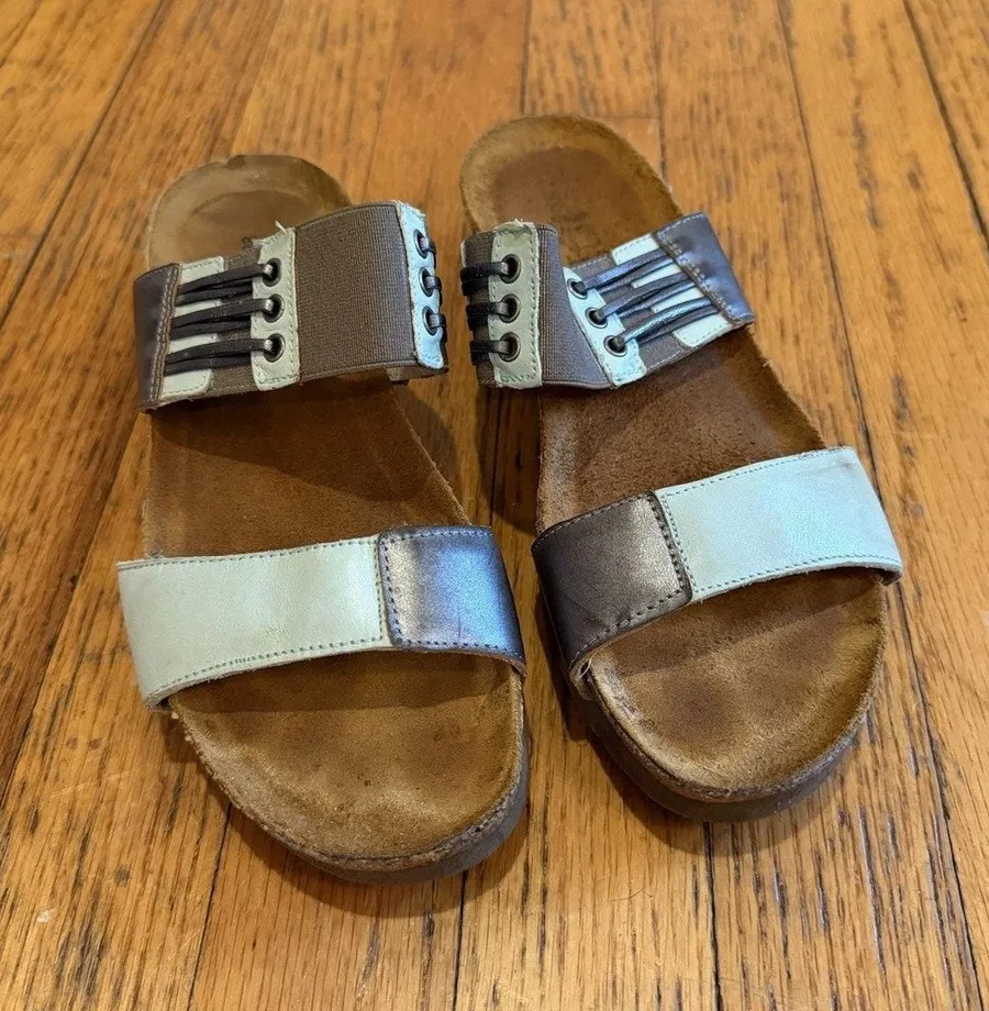 Naot Shoes Sandals Womens Size 7 EU 38 Multicolor Leather Wedge Slide Comfort