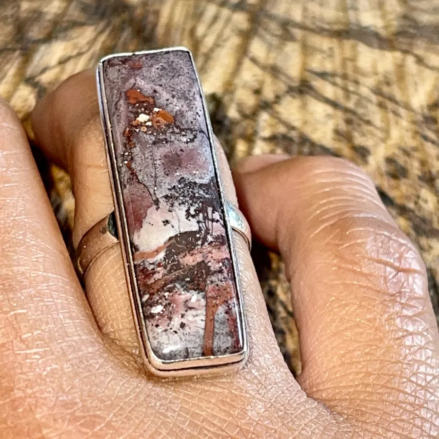 Artistic Porcelain Jasper Ring Size 7 3/4 Brown