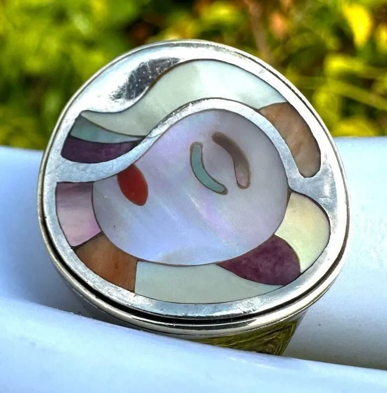Eric Grossbardt 18K Gold & Sterling Silver Picasso Museum Inlay Ring
