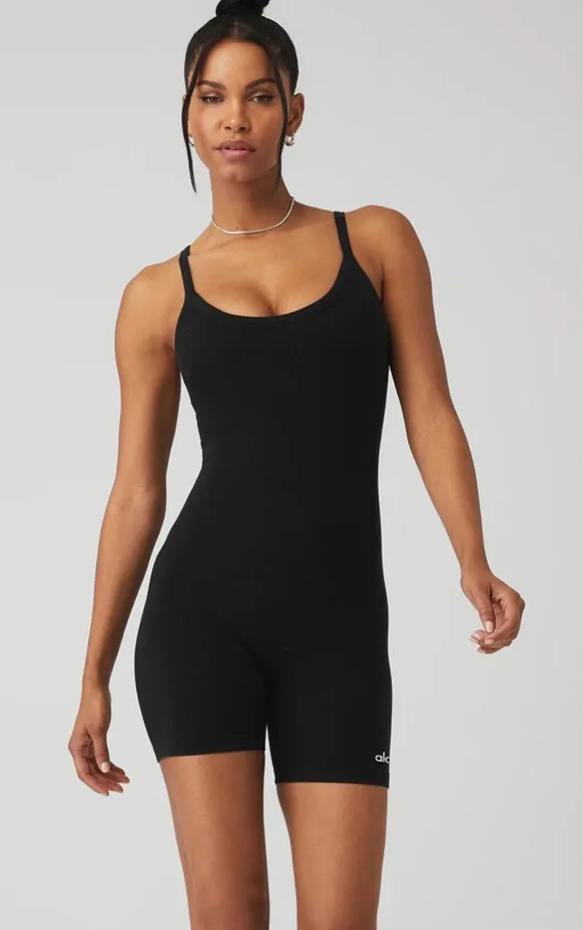 Seamless Ribbed Mellow Onesie - Black