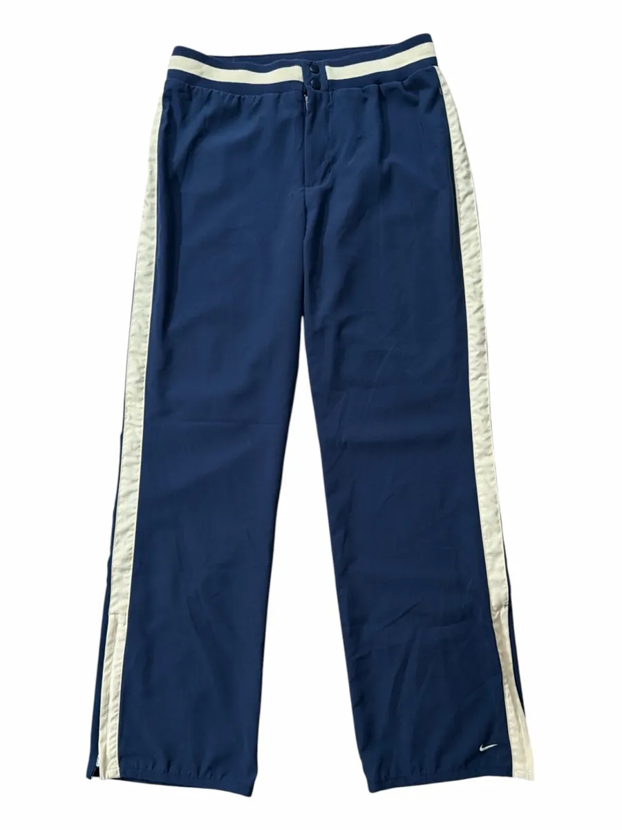 Nike Navy Track Pants with Cream Color Side Stripe