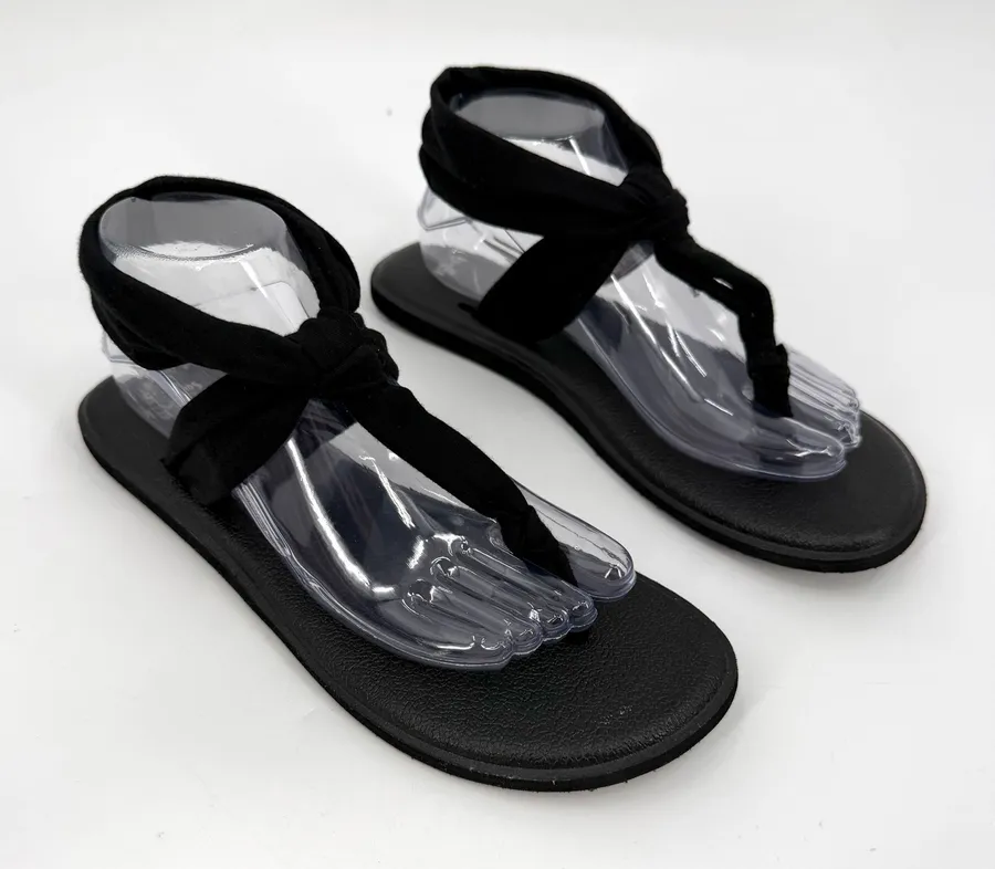 Sanuk Sandals Womens 9 Yoga Sling Black Flip Flops Comfort Lighweight 1014681