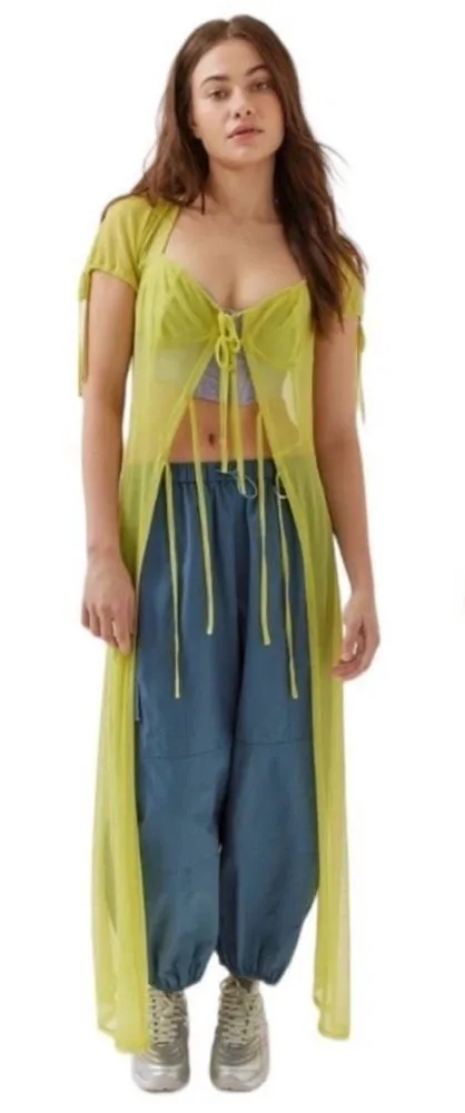 NEW UO Mesh Corset Robe Lime Cover Up Beach Festival Boho