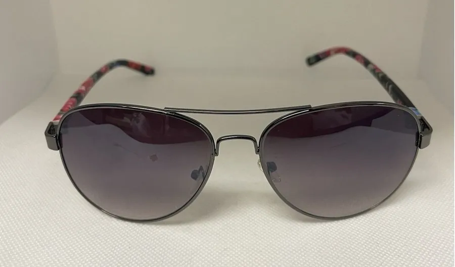 Tropical Floral Aviator Sunglasses Black Lens L