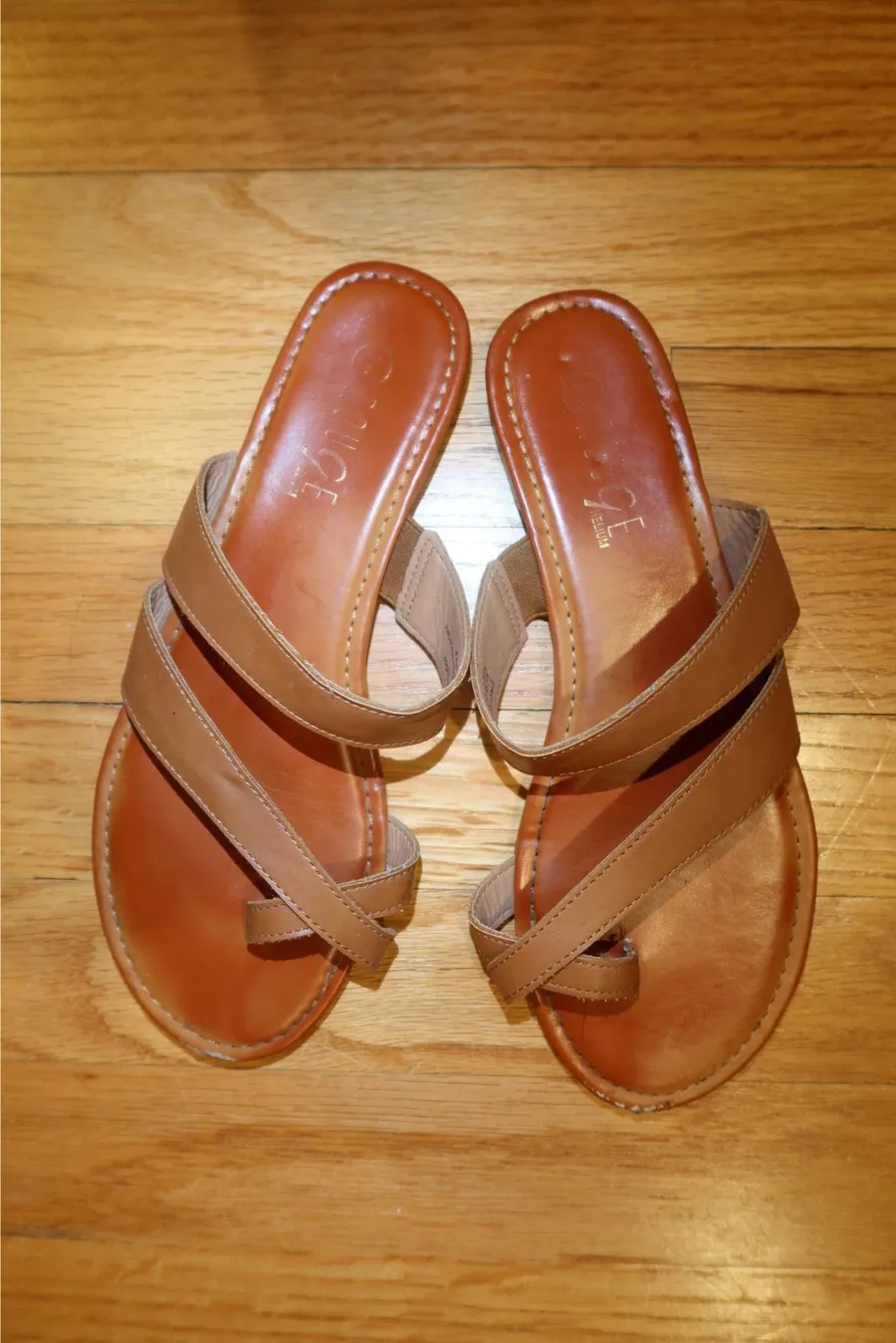 Tan Crisscross Leather Sandals